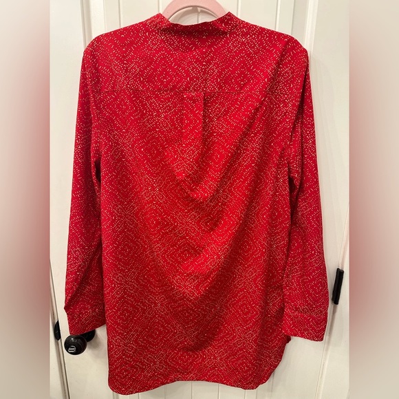 Lauren Ralph Lauren Red and Tan Patterned Tunic Blouse L - Picture 6 of 6